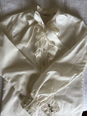 Vintage Vicki Volts Ruffle Bow-Front Blouse